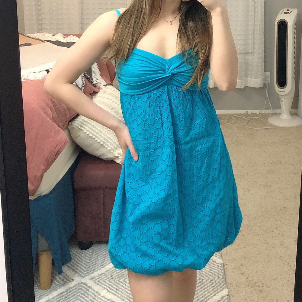 Baby doll blue mini dress